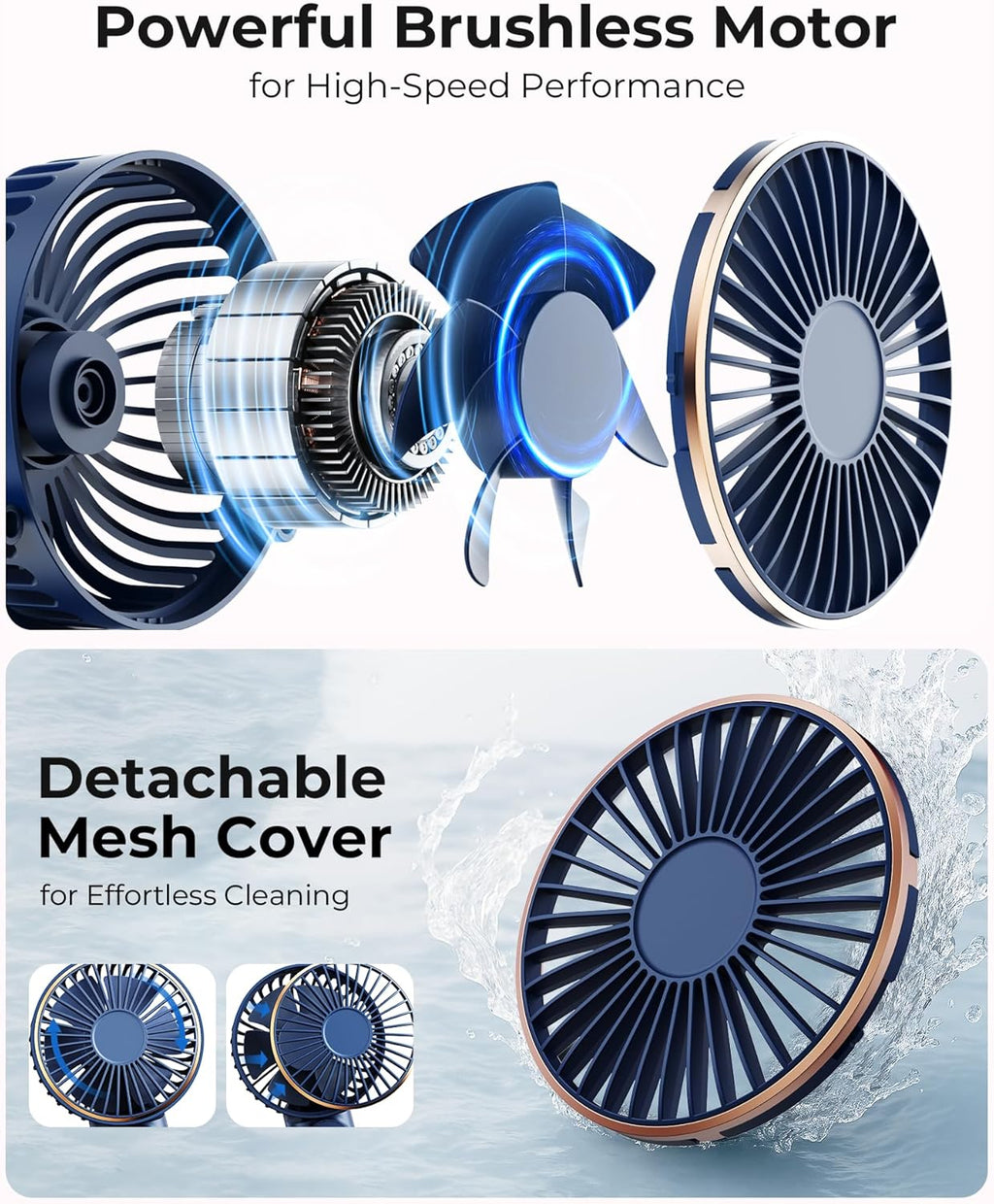 Portable Handheld Fan, Portable Fan Rechargeable, 4000Mah, 180° Adjustable, 6 Speed Wind, Display Electricity in Real Time, USB Rechargeable Foldable F An, Quiet Personal Fan with Power Bank