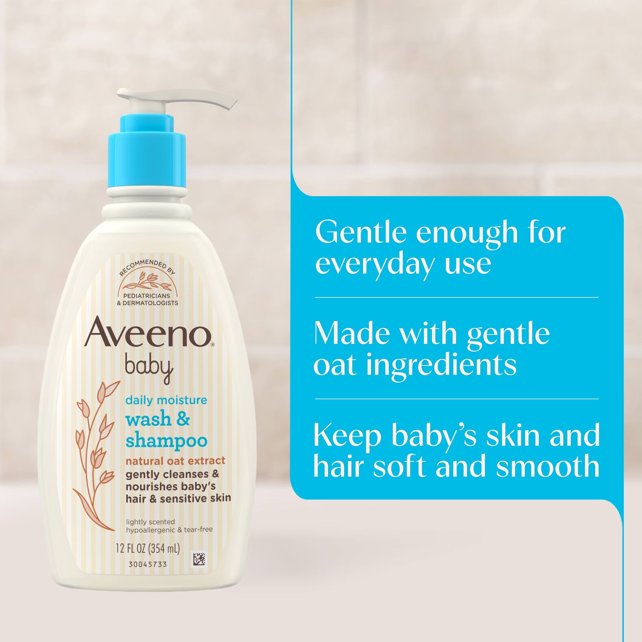 Baby Daily Moisture Body Wash & Shampoo, 12 Fl Oz