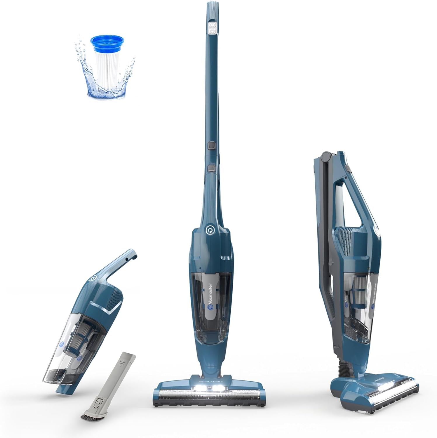 Portable 10.8V 2-In-1 Cordless Stick Lightweight Vacuum Cleaner with 2-Speed Power Control and LED Headlight for Hardwood Floor, Carpet & Pet Hair, Blue