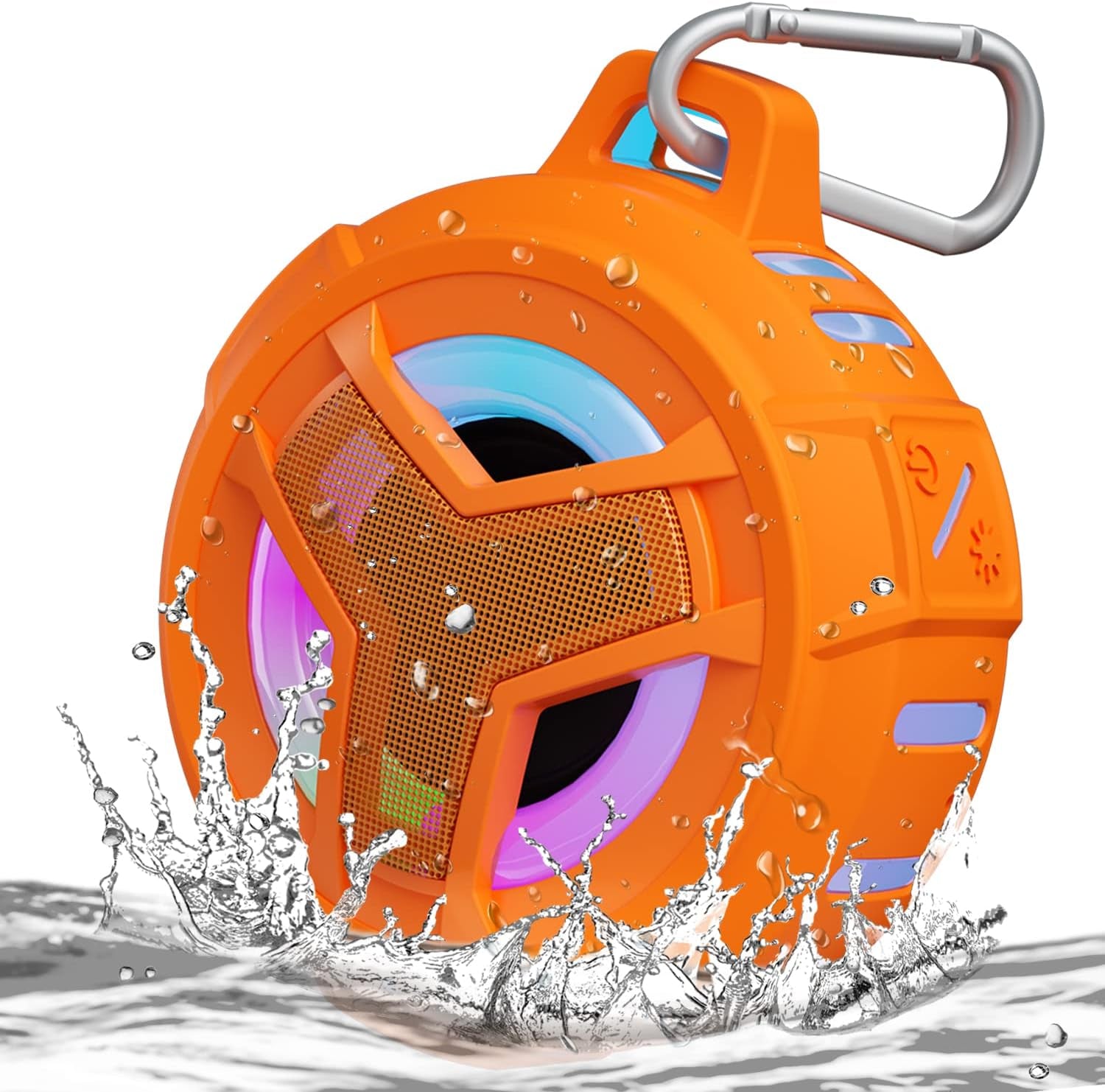 Bluetooth Shower Speaker, Portable Bluetooth Speakers, IP67 Waterproof Wireless Speaker with LED Light, Floating, 2000Mah, True Wireless Stereo for Kayak, Beach, Gifts for Unisex -Black