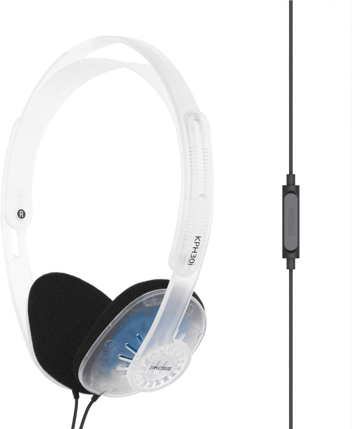Kph30Ik Retro Style On-Ear Headphones, In-Line Microphone and Touch Remote Control, D-Profile Design, Wired with 3.5Mm Plug, Dark Grey and Black