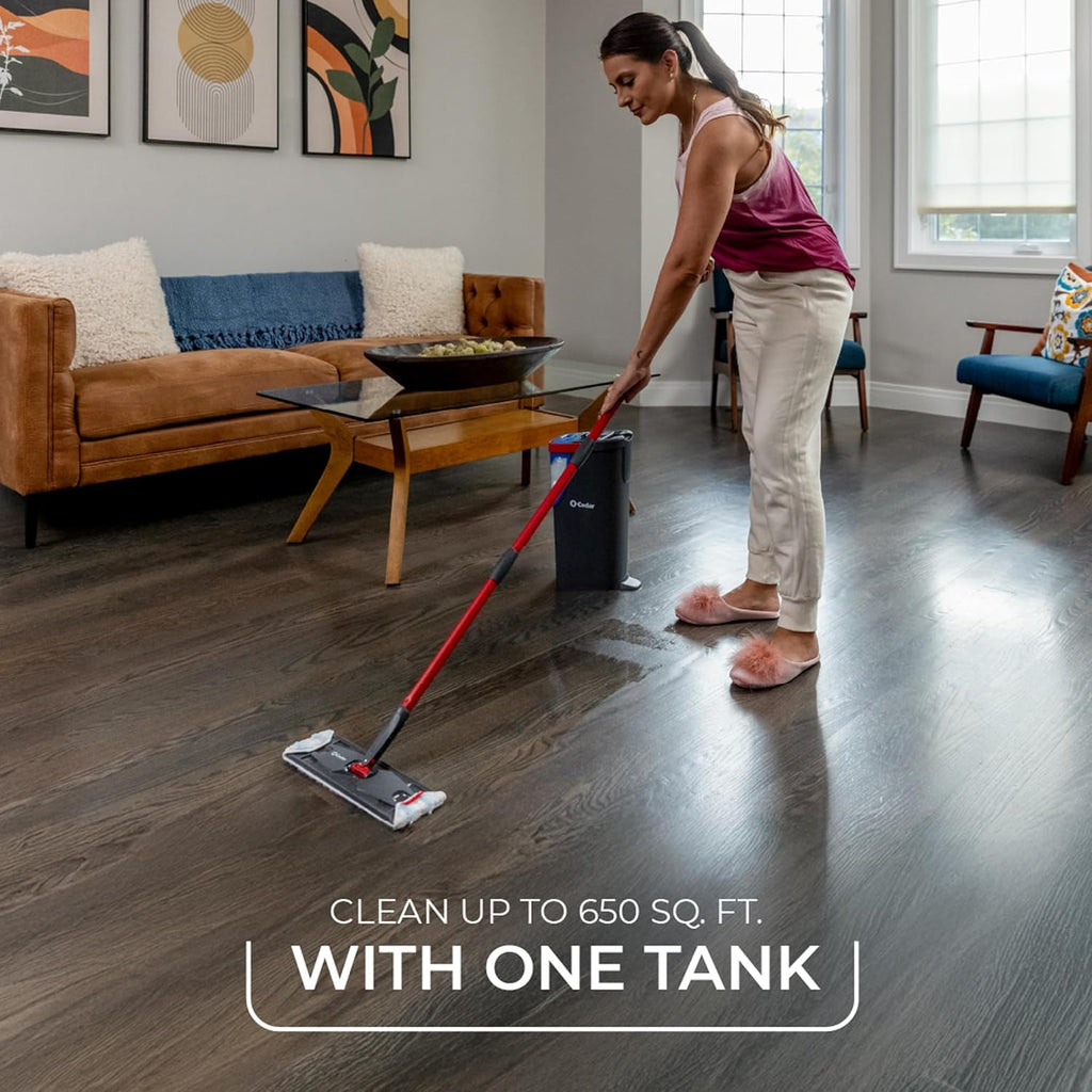 O-Cedar H2Pro Flat Mop System | Quick Everyday Cleaning | Dual-Tank Fresh Water System | Machine Washable Reusable Microfiber Mop Pad | Safe on Hardwood, Tile & Vinyl Floors