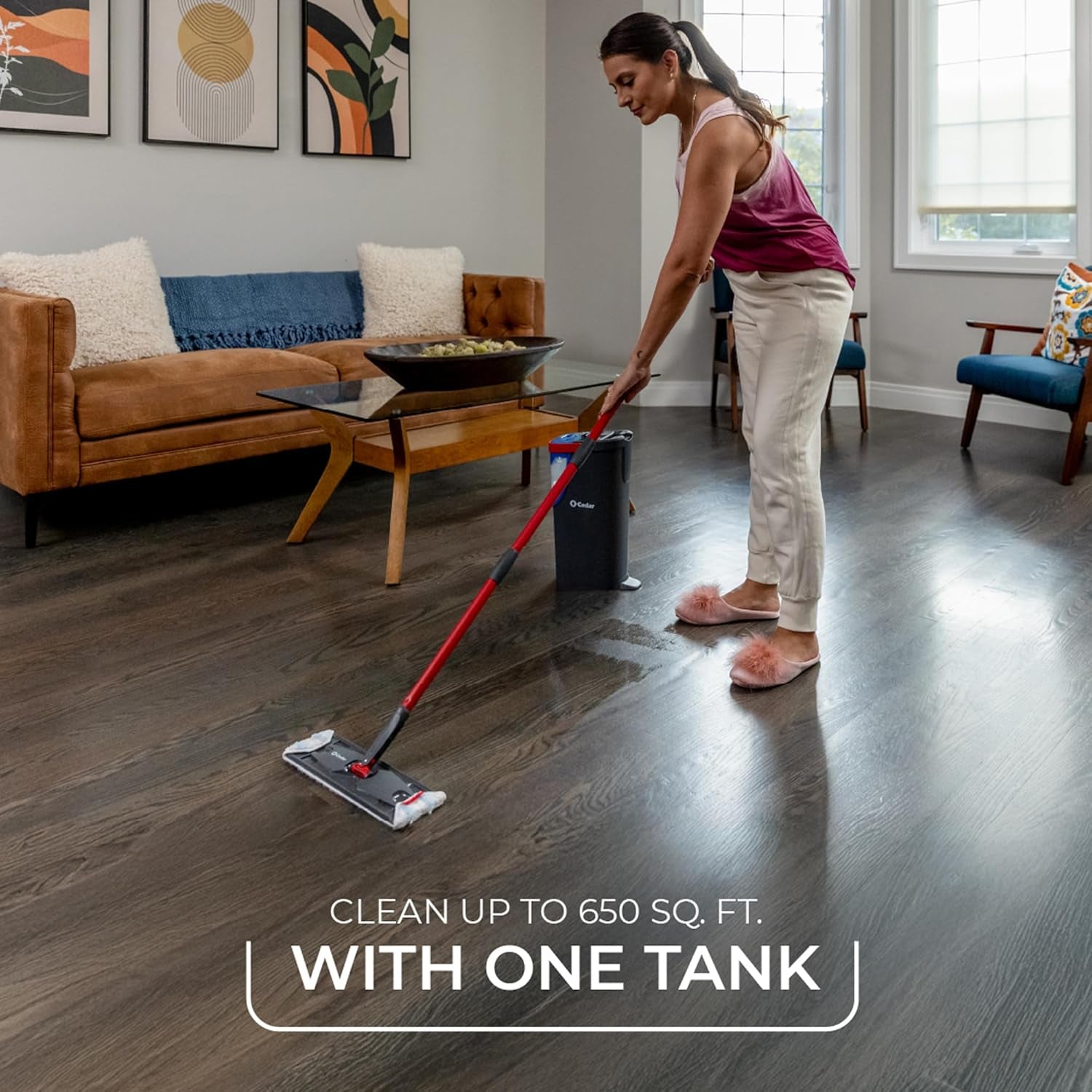 O-Cedar H2Pro Flat Mop System | Quick Everyday Cleaning | Dual-Tank Fresh Water System | Machine Washable Reusable Microfiber Mop Pad | Safe on Hardwood, Tile & Vinyl Floors
