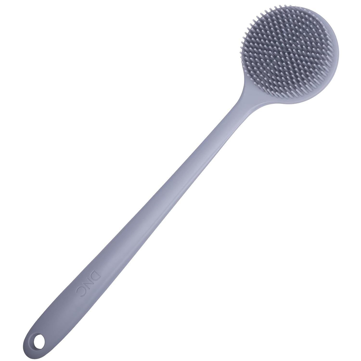 Silicone Back Scrubber for Shower Bath Body Brush with Long Handle (Gray)