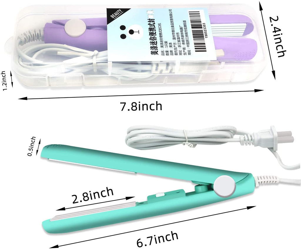 2 PACK Mini Bag Sealer Heat Seal, Handheld Food Sealer Bag Resealer for Food Storage, Portable Smart Heat Sealer Machine with 45” Power Cable for Chip Bags, Plastic Bags, Snack Bags (Green+Purple)