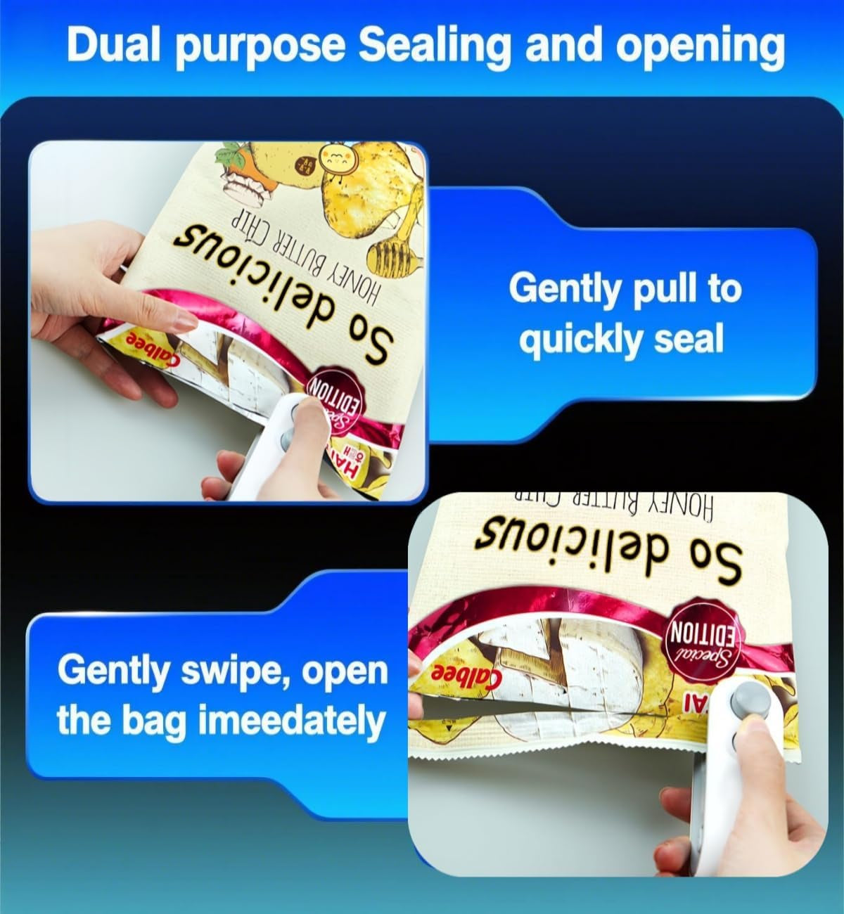Mini Bag Sealer with Cutter and Magnet, 2 in 1 Rechargeable Vacuum Sealer Bag Heat Seal Machine with Sealer&Cutter for Plastic/Chip/Vacuum Sealer Bags (White 2.0)