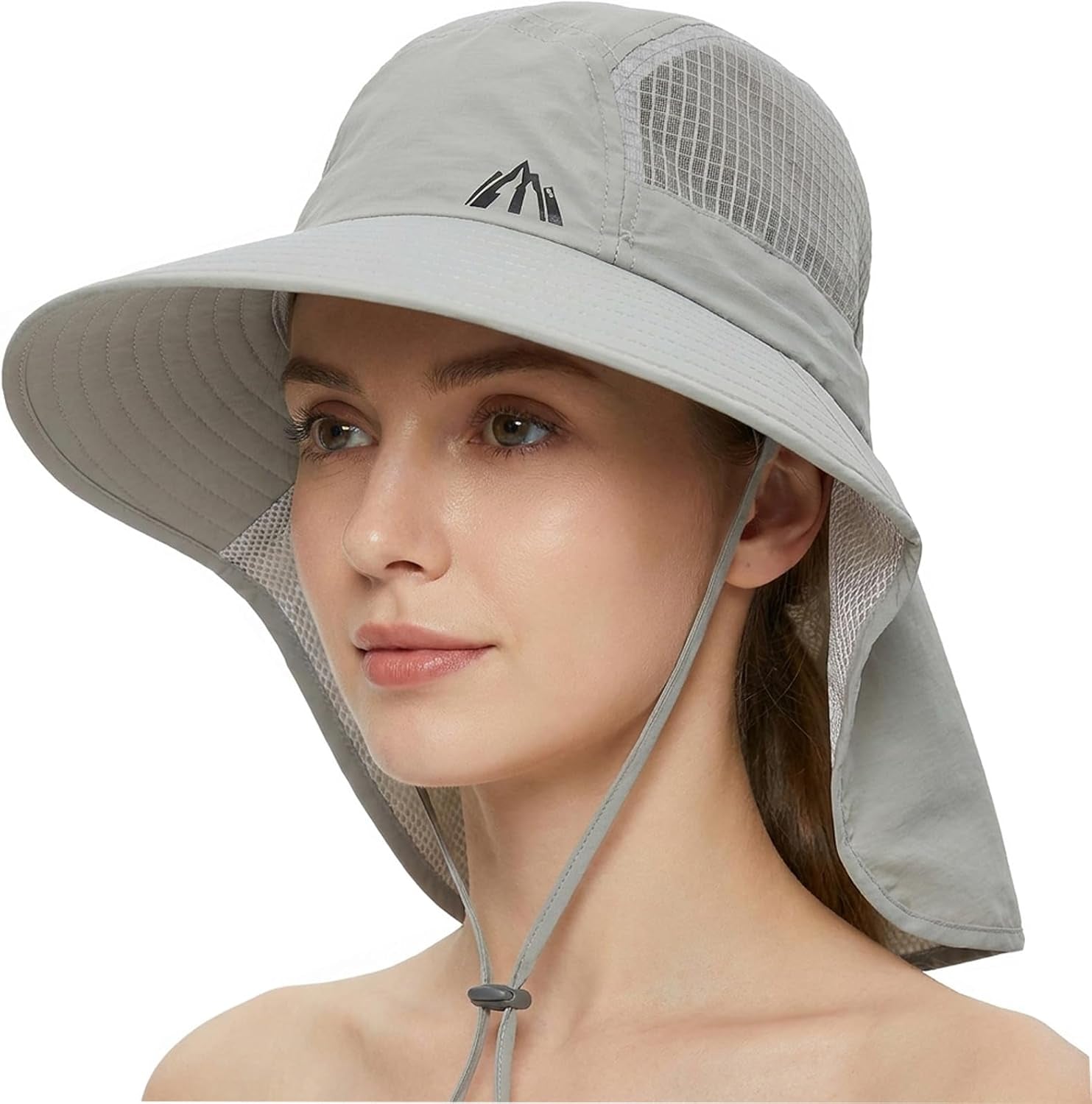 UV Sun Protection Hat Women Foldable Neck Flap Wide Brim Fishing Hat with Ponytail Hole for Women