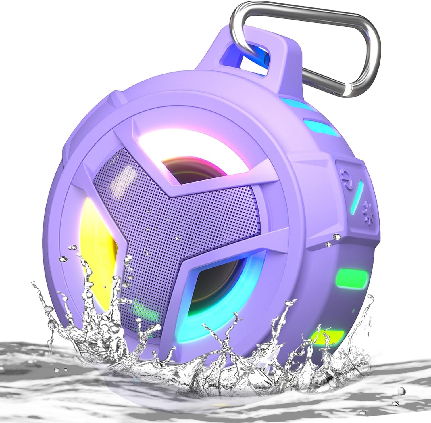 Bluetooth Shower Speaker, Portable Bluetooth Speakers, IP67 Waterproof Wireless Speaker with LED Light, Floating, 2000Mah, True Wireless Stereo for Kayak, Beach, Gifts for Unisex -Black