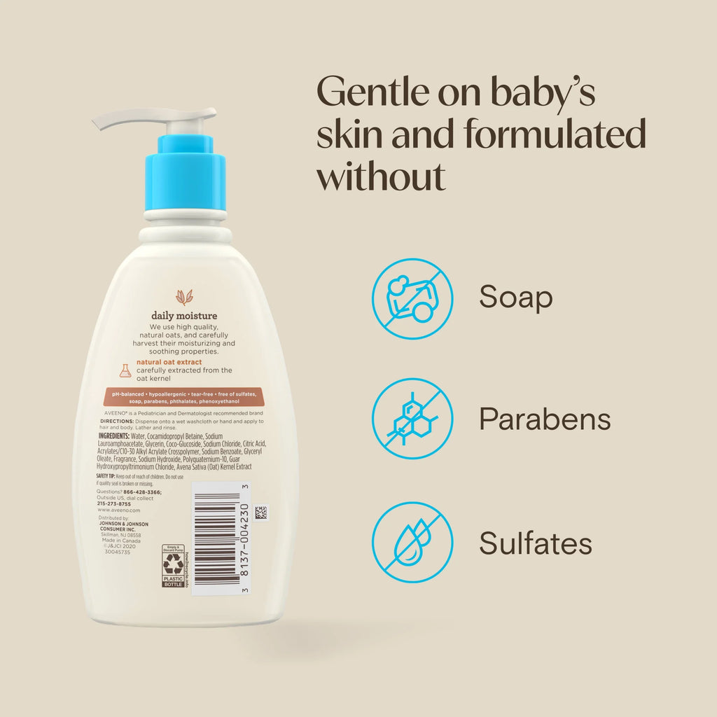 Baby Daily Moisture Body Wash & Shampoo, 12 Fl Oz