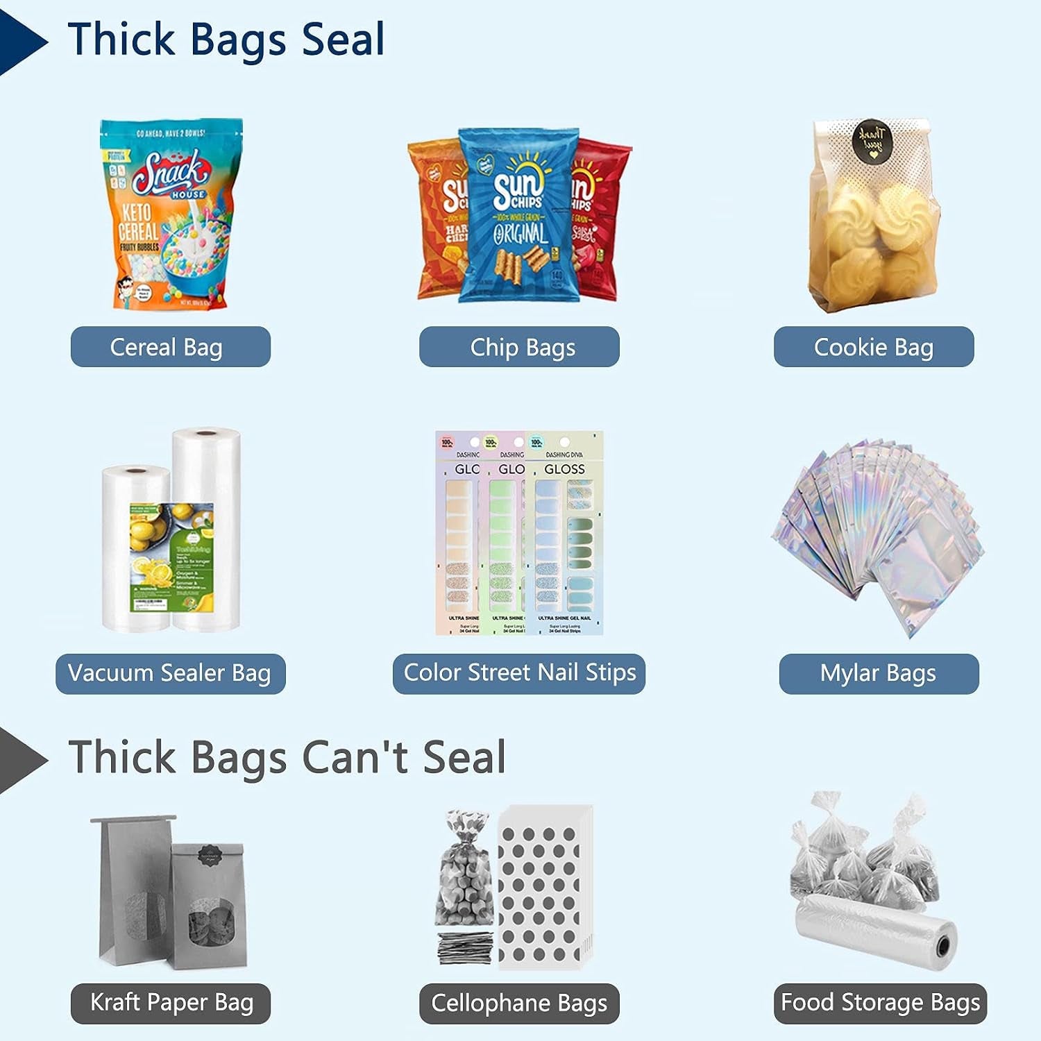Mini Chip Sealer, Portable Heat Bag Sealer for Food Storage | Portable Heat Sealer for Snack, Foil and Plastic Bags. Keeps Food Fresh with Quick Sealing for Kitchen Storage.