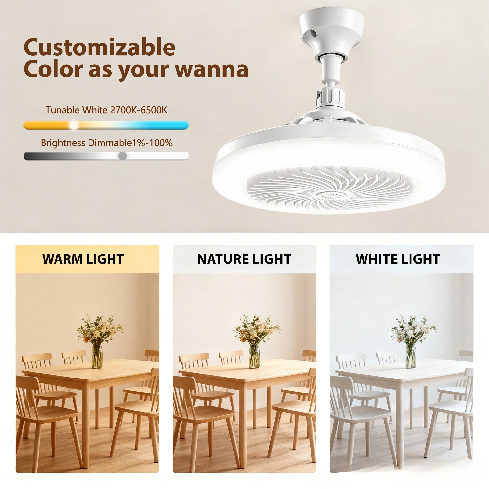 2-in-1 50W LED Ceiling Fan Light with Remote