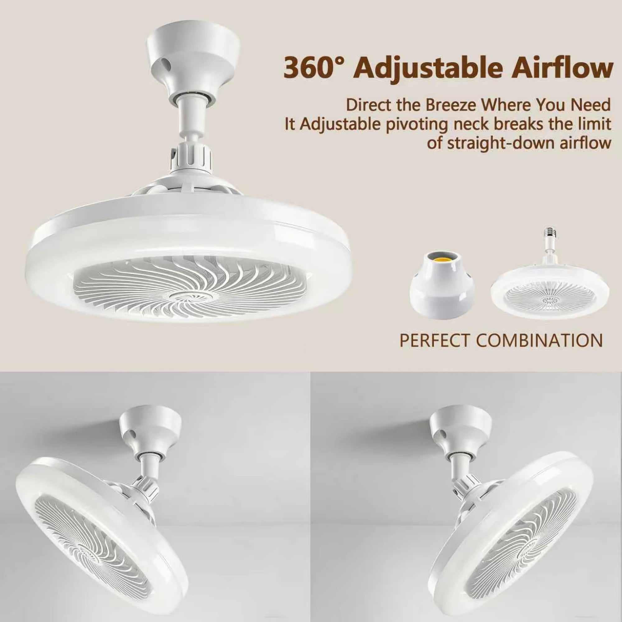 2-in-1 50W LED Ceiling Fan Light with Remote