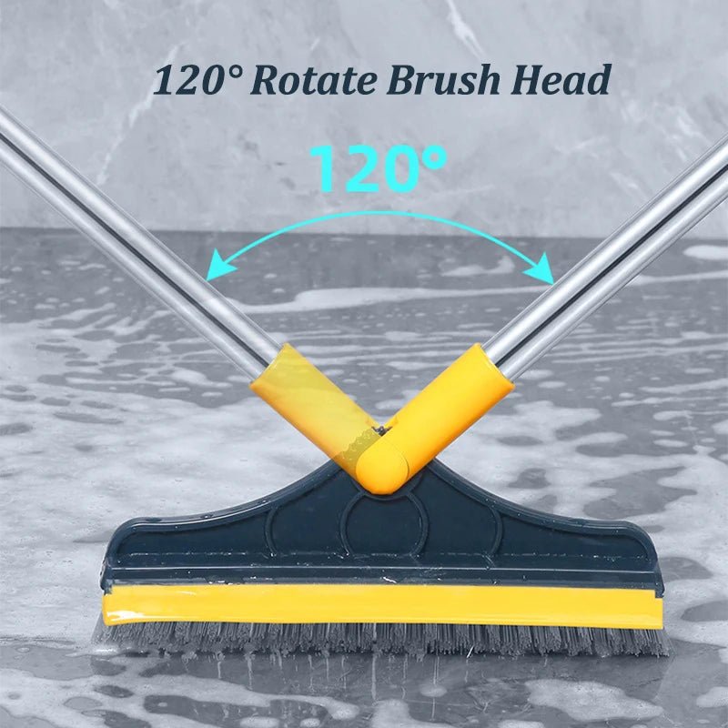 2-in-1 Rotating Floor Scrub Brush & Window Squeegee