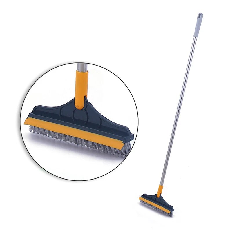 2-in-1 Rotating Floor Scrub Brush & Window Squeegee