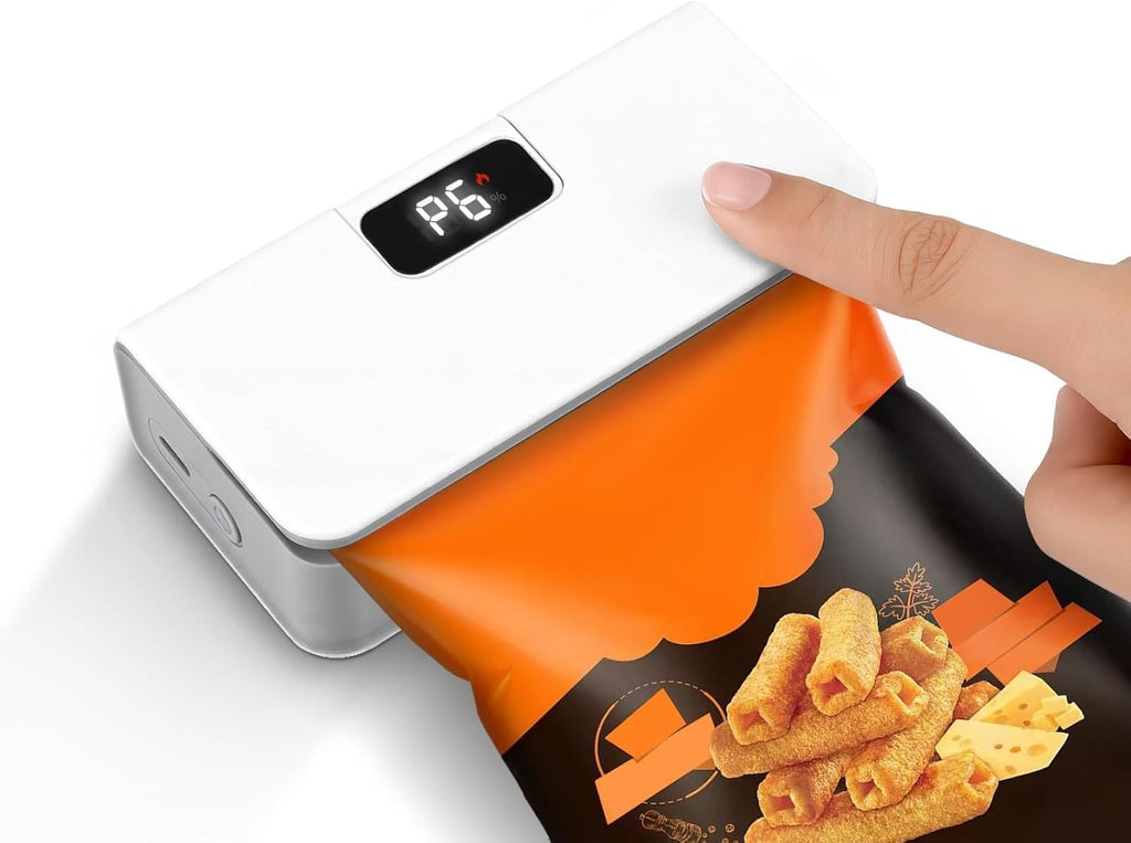 Rechargeable Mini Bag Sealer,6 Adjustable Levels Portable Heat Sealer with Cutter & Magnetic for Food Storage,Sealing Machine for Chip Plastic & Mylar Bags,Kitchen Gadgets for Food Resealer& Freshness