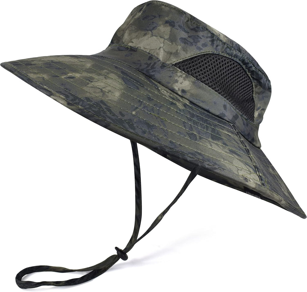 Wide Brim Sun Bucket Hat, Waterproof Boonie Hat for Men & Women | UPF 50+ UV Protection, Adjustable Fit, Chin Strap & Sweatband, Foldable Durable for Fishing Hiking Garden Beach