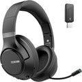H300 Wireless Headphones with Microphone, over Ear Bluetooth Headsets with USB Dongle & Mute, Environmental Noise Cancelling Retractable Mic for Work Office Call Center Laptop Computer (Black)