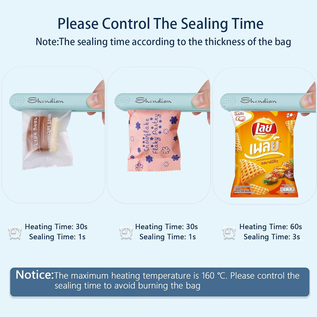 Mini Chip Sealer, Portable Heat Bag Sealer for Food Storage | Portable Heat Sealer for Snack, Foil and Plastic Bags. Keeps Food Fresh with Quick Sealing for Kitchen Storage.