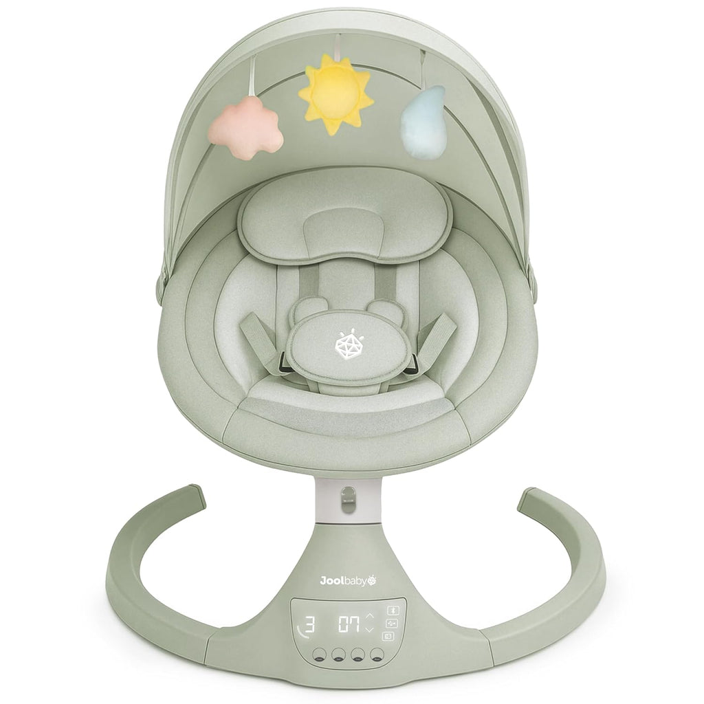 Jool Baby Nova Swing for Newborns - Electric Motorized Infant Swing, Bluetooth Music, 10 Preset Melodies, Remote (Updated Model, Gray)