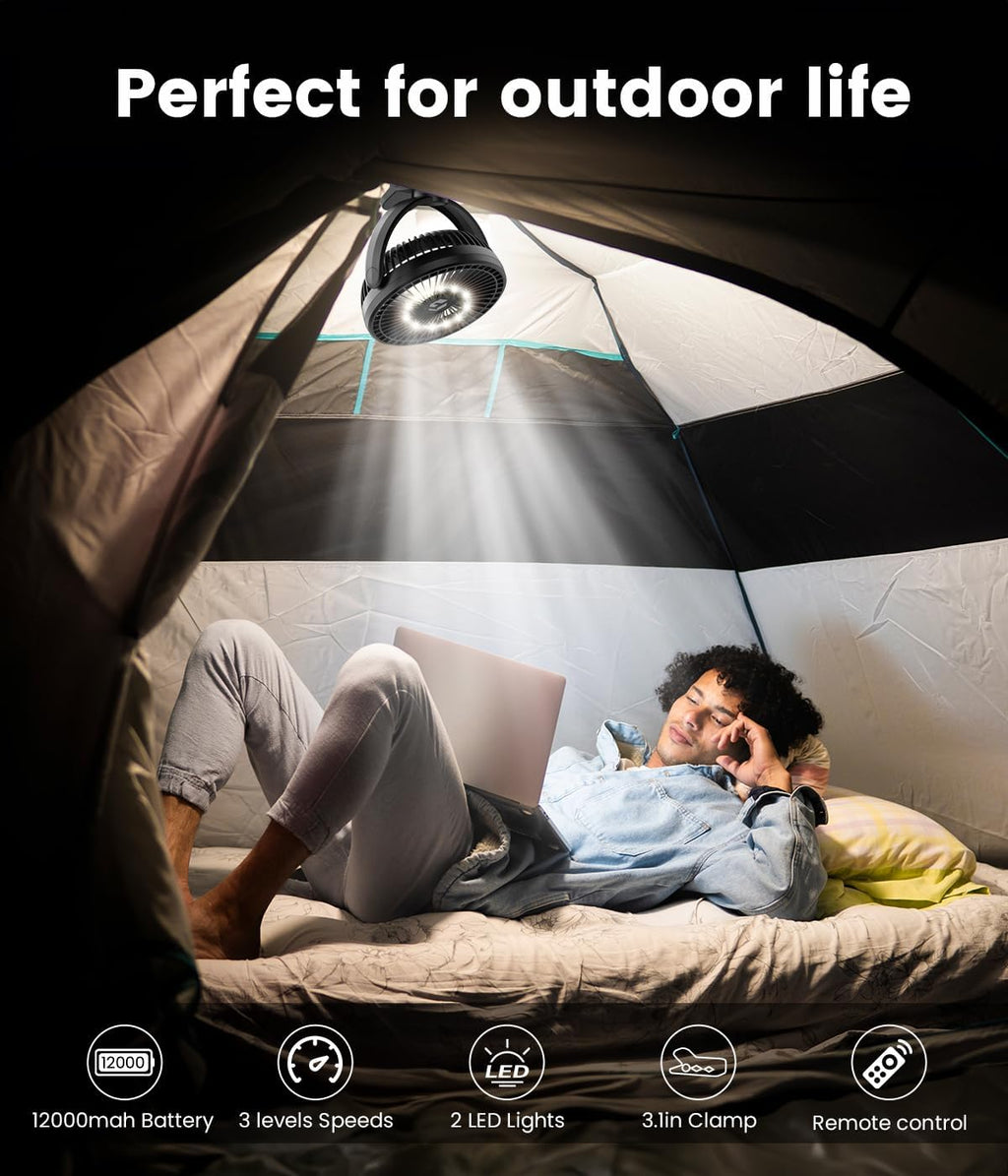 8-Inch Clip on Fan - 20000Mah Portable Fan Battery Rechargeable with 3 Speeds and Strong Airflow, USB Fan Small Desk Fan Personal Quiet Fan for Office, Stroller, Bedroom, Camping, Gifts for Men