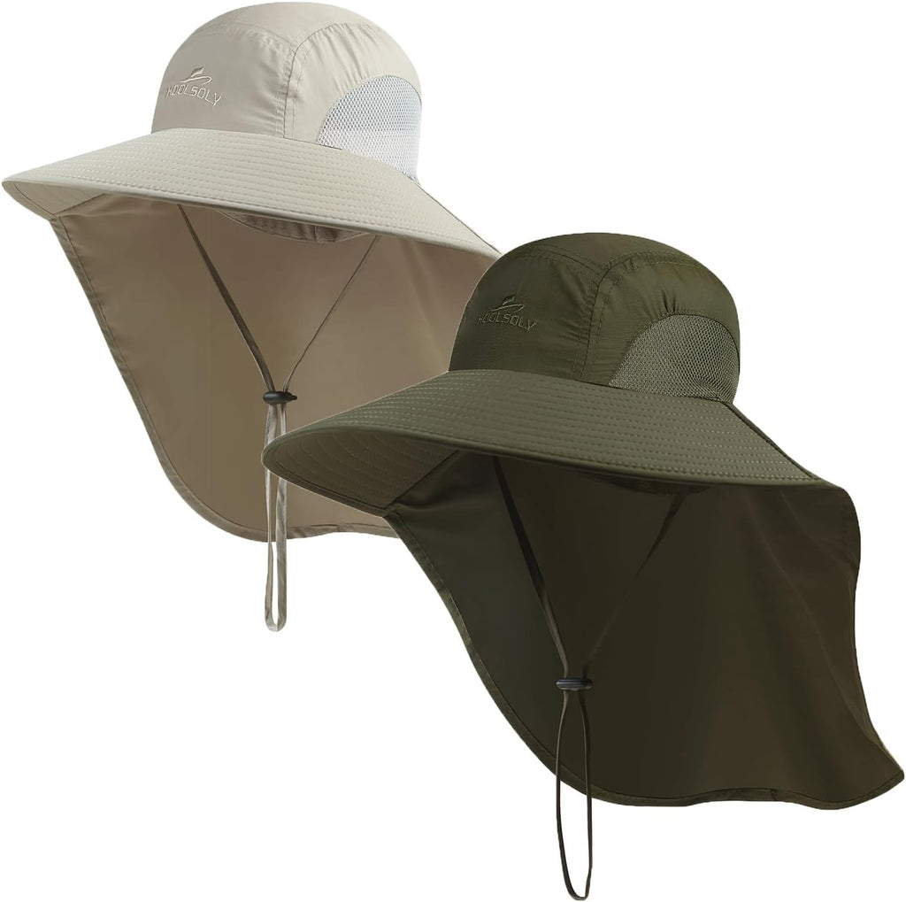 Outdoor Sun Hat for Men with 50+ UPF Protection Safari Cap Wide Brim Fishing Hat with Neck Flap, for Dad…