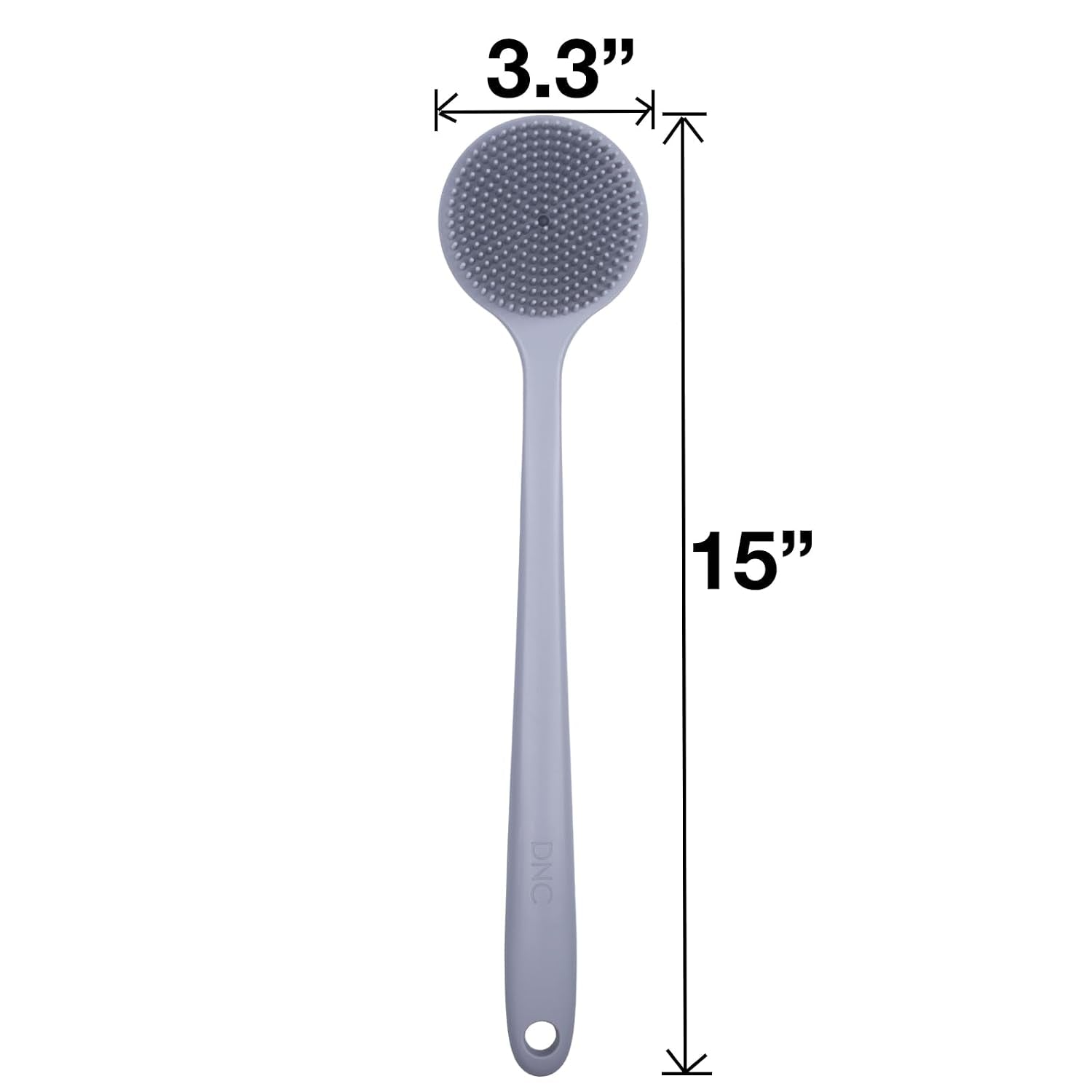 Silicone Back Scrubber for Shower Bath Body Brush with Long Handle (Gray)