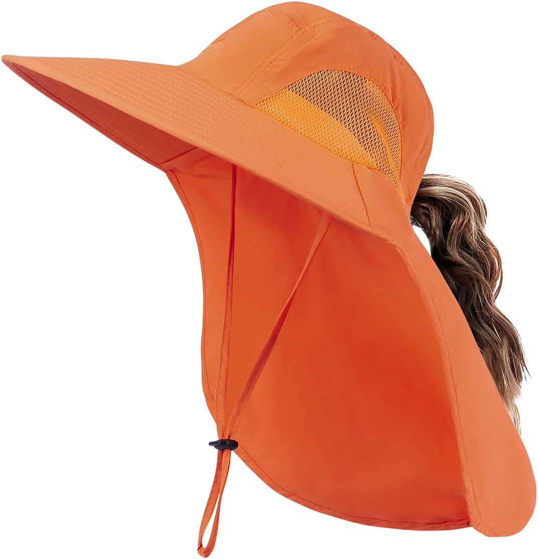 Outdoor Sun Hat for Men with 50+ UPF Protection Safari Cap Wide Brim Fishing Hat with Neck Flap, for Dad…