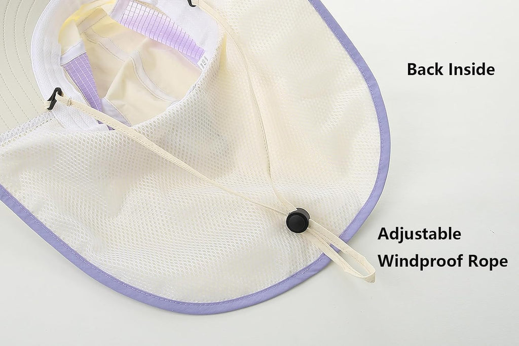 UV Sun Protection Hat Women Foldable Neck Flap Wide Brim Fishing Hat with Ponytail Hole for Women