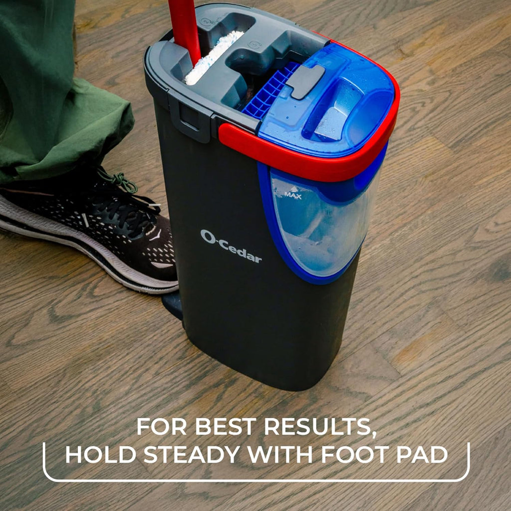 O-Cedar H2Pro Flat Mop System | Quick Everyday Cleaning | Dual-Tank Fresh Water System | Machine Washable Reusable Microfiber Mop Pad | Safe on Hardwood, Tile & Vinyl Floors