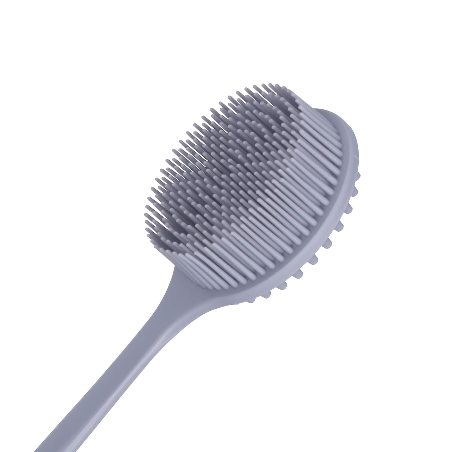 Silicone Back Scrubber for Shower Bath Body Brush with Long Handle (Gray)