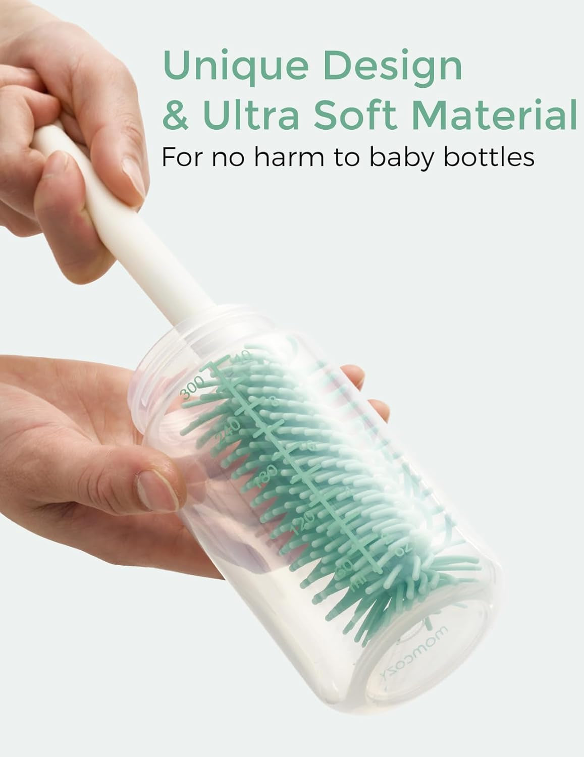 Bottle Brush Set - Baby Bottle Cleaner Kit with Silicone Brush, Nipple Brush, Straw Brush, Soap Dispenser, Drying Rack - 7 in 1 Bottle Cleaning Tool for Home and Travel, Green