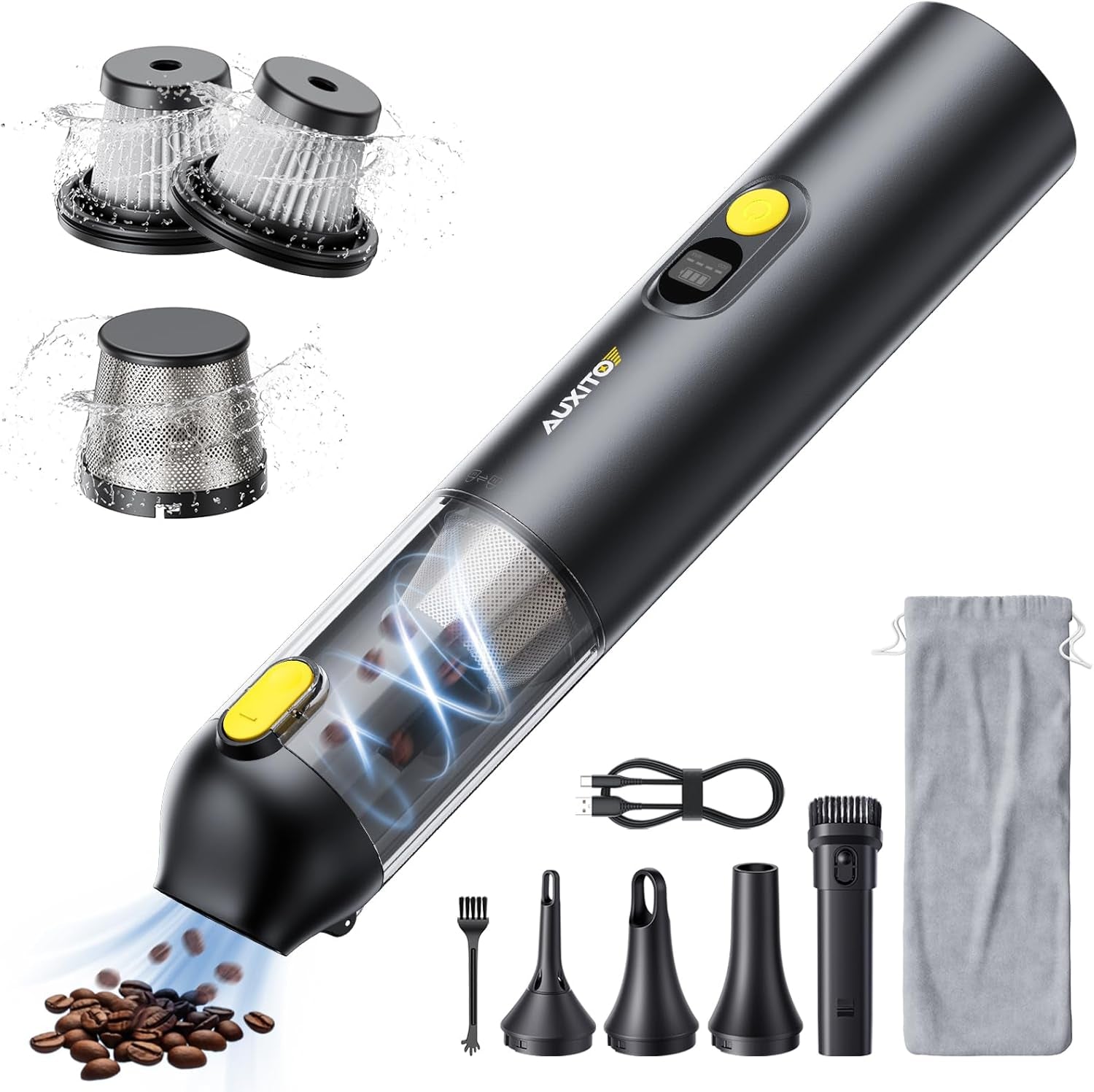 Car Vacuum Portable Cordless 14000Pa Suction, Handheld Vacuum Blow & Suction 2 in 1, Small Vacuum Cleaner Hand Held Vacuum for Car, Home, Pet, Office, Ideal Gifts for Men & Women (Black)