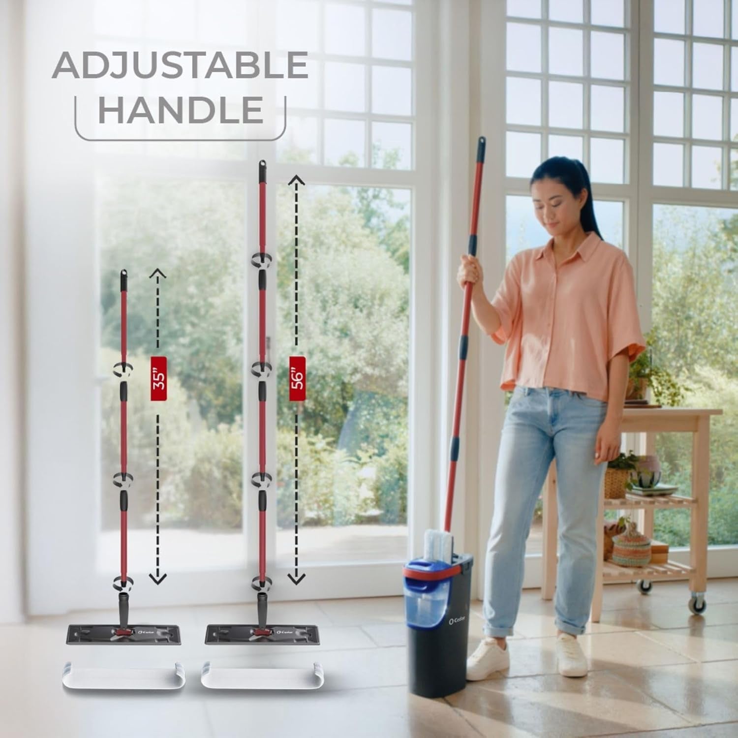 O-Cedar H2Pro Flat Mop System | Quick Everyday Cleaning | Dual-Tank Fresh Water System | Machine Washable Reusable Microfiber Mop Pad | Safe on Hardwood, Tile & Vinyl Floors