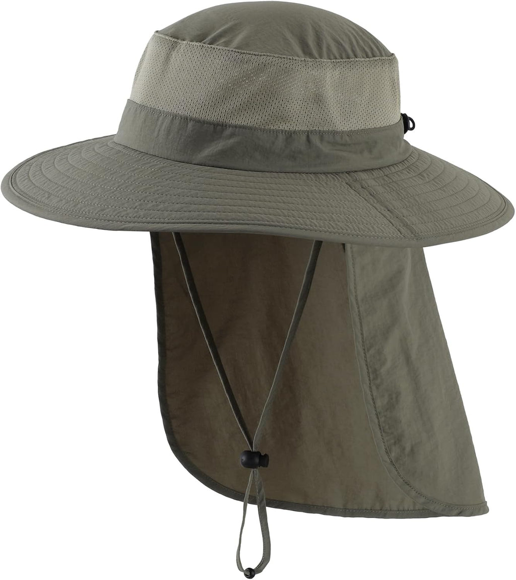 Outdoor UPF50+ Mesh Sun Hat Wide Brim Fishing Hat with Neck Flap Sun Hat for Men Women