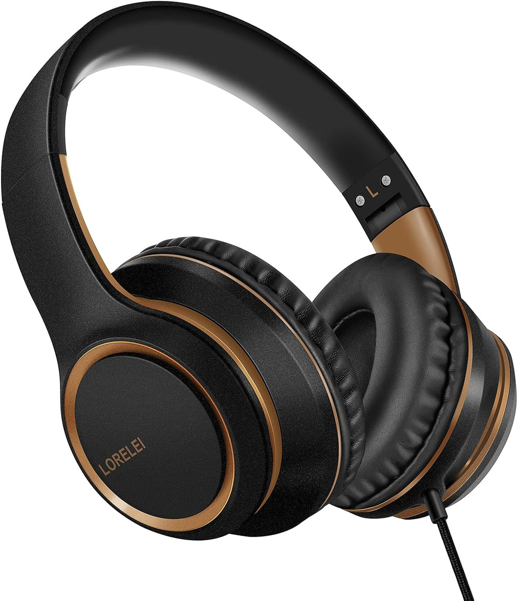 X8 Over-Ear Wired Headphones with Microphone with 1.45M-Tangle-Free Nylon Line&3.5Mm Plug,Lightweight Foldable & Portable Headphones for Smartphone,Tablet,Computer,Mp3/4(Space Black)