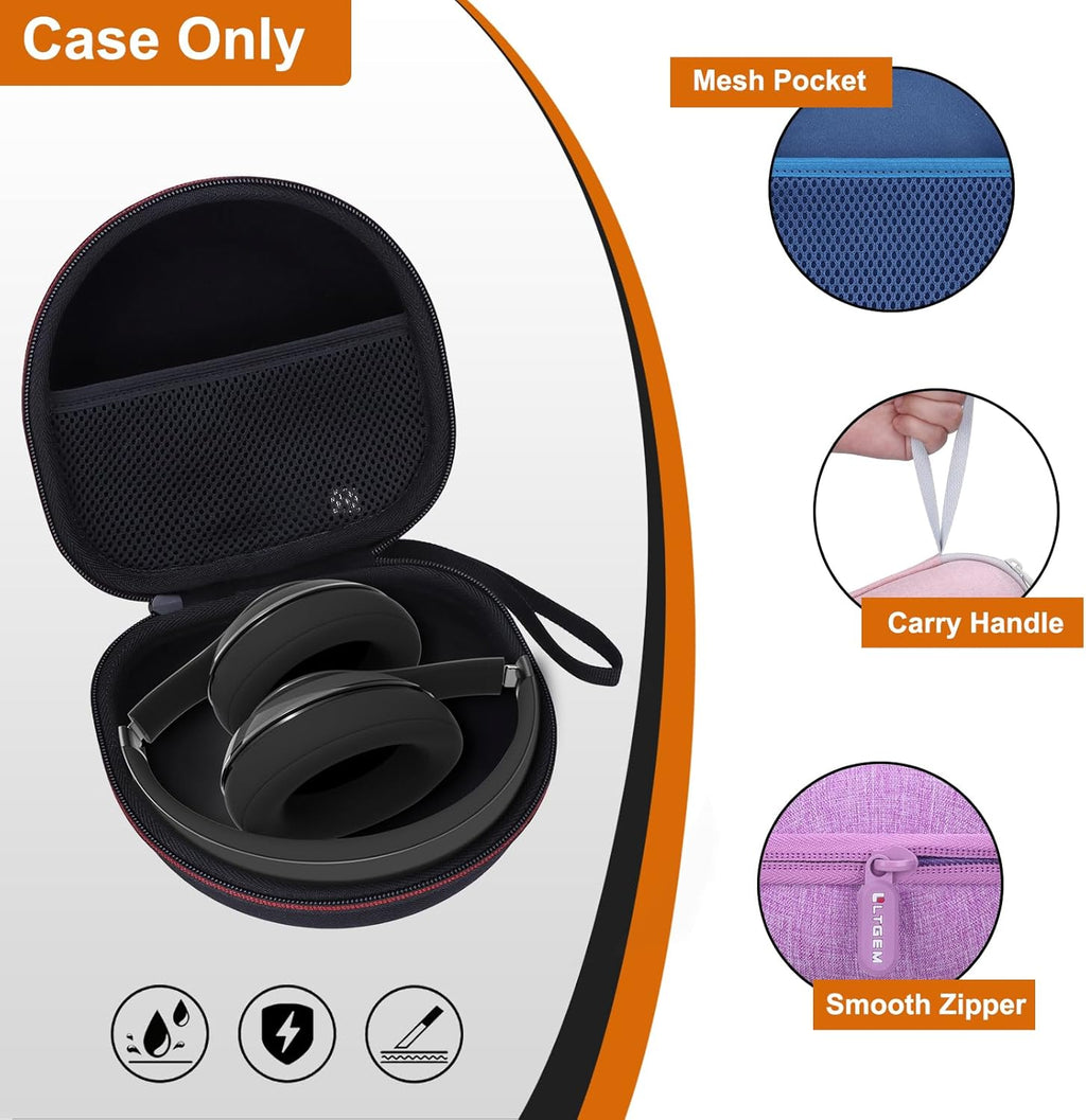Headphone Case Compatible with Beribes/Tozo/Kvidio/Beats/Soundcore Anker Noise Cancelling Over-Ear Headphones, Black