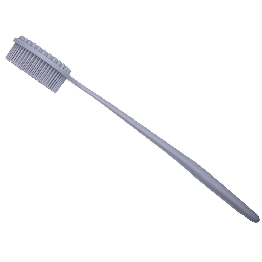 Silicone Back Scrubber for Shower Bath Body Brush with Long Handle (Gray)