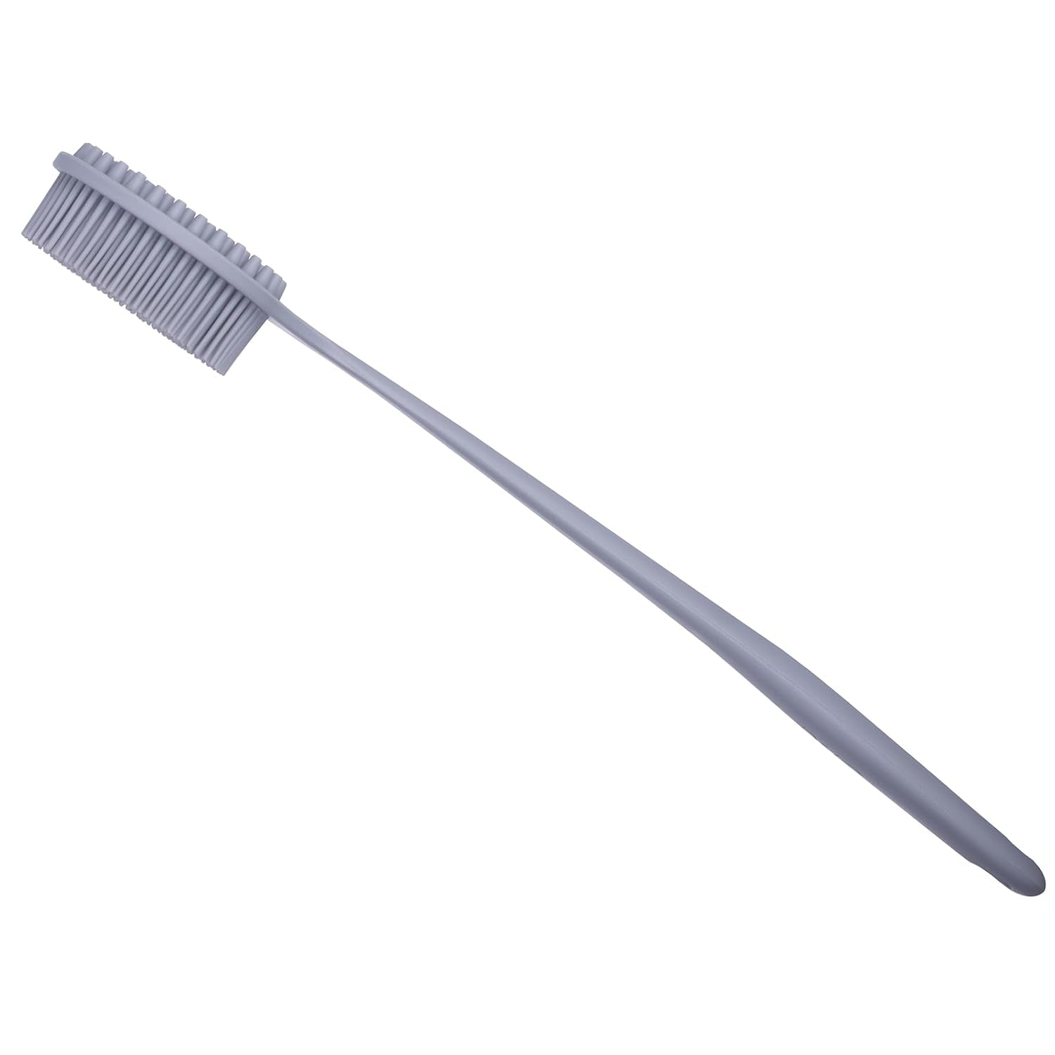 Silicone Back Scrubber for Shower Bath Body Brush with Long Handle (Gray)