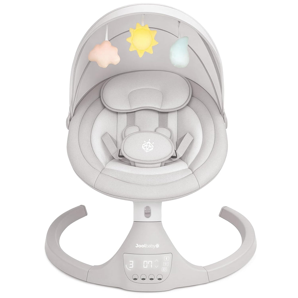 Jool Baby Nova Swing for Newborns - Electric Motorized Infant Swing, Bluetooth Music, 10 Preset Melodies, Remote (Updated Model, Gray)