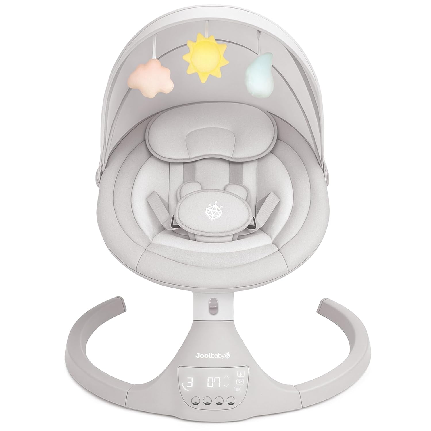 Jool Baby Nova Swing for Newborns - Electric Motorized Infant Swing, Bluetooth Music, 10 Preset Melodies, Remote (Updated Model, Gray)