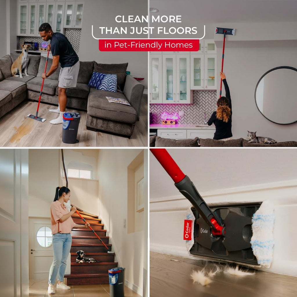 O-Cedar H2Pro Flat Mop System | Quick Everyday Cleaning | Dual-Tank Fresh Water System | Machine Washable Reusable Microfiber Mop Pad | Safe on Hardwood, Tile & Vinyl Floors