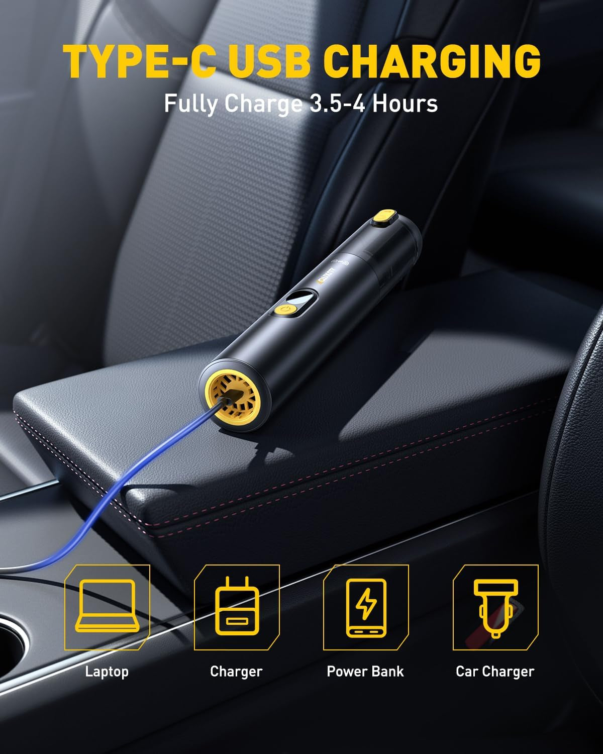 Car Vacuum Portable Cordless 14000Pa Suction, Handheld Vacuum Blow & Suction 2 in 1, Small Vacuum Cleaner Hand Held Vacuum for Car, Home, Pet, Office, Ideal Gifts for Men & Women (Black)