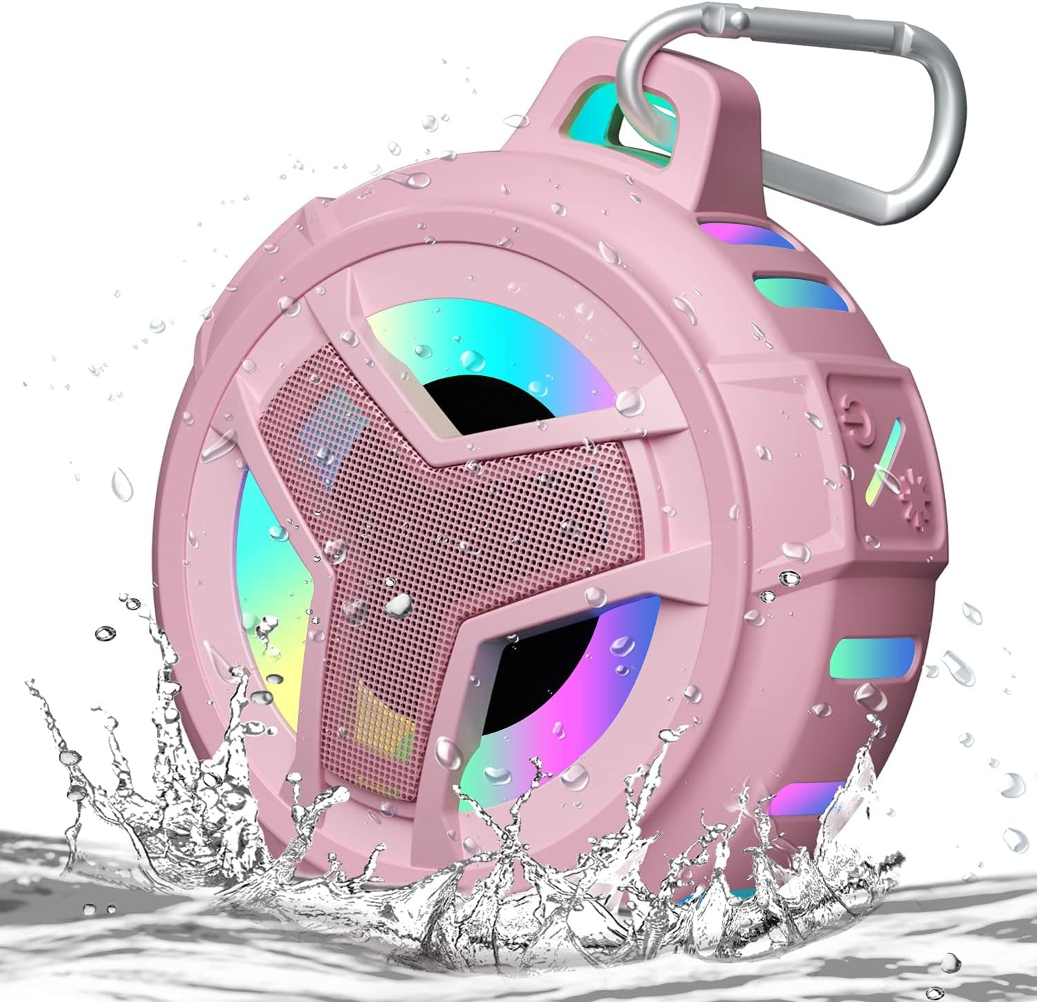 Bluetooth Shower Speaker, Portable Bluetooth Speakers, IP67 Waterproof Wireless Speaker with LED Light, Floating, 2000Mah, True Wireless Stereo for Kayak, Beach, Gifts for Unisex -Black