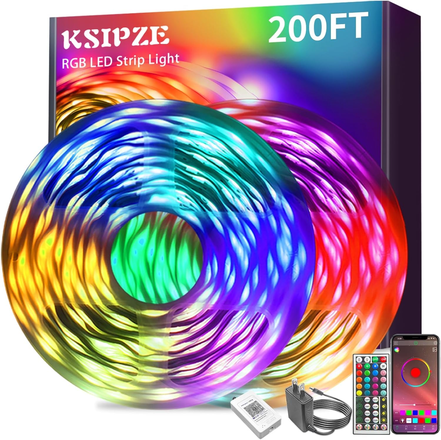 100Ft Led Strip Lights RGB Music Sync Color Changing Led Lights with Smart App Control Remote Led Lights for Bedroom Room Lighting Flexible Home Décor