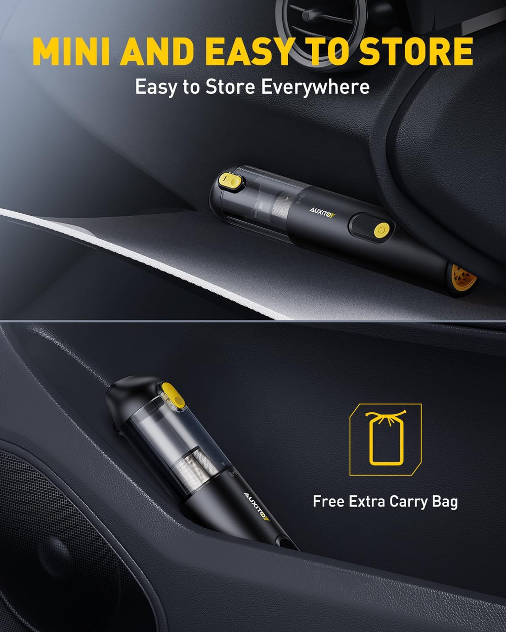 Car Vacuum Portable Cordless 14000Pa Suction, Handheld Vacuum Blow & Suction 2 in 1, Small Vacuum Cleaner Hand Held Vacuum for Car, Home, Pet, Office, Ideal Gifts for Men & Women (Black)