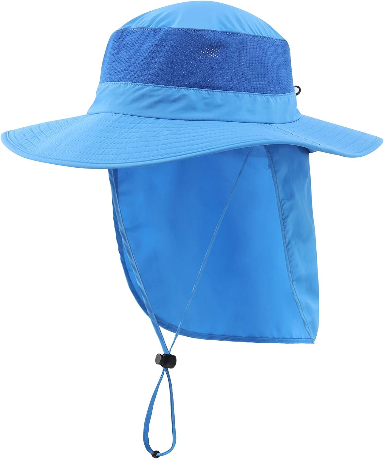 Outdoor UPF50+ Mesh Sun Hat Wide Brim Fishing Hat with Neck Flap Sun Hat for Men Women