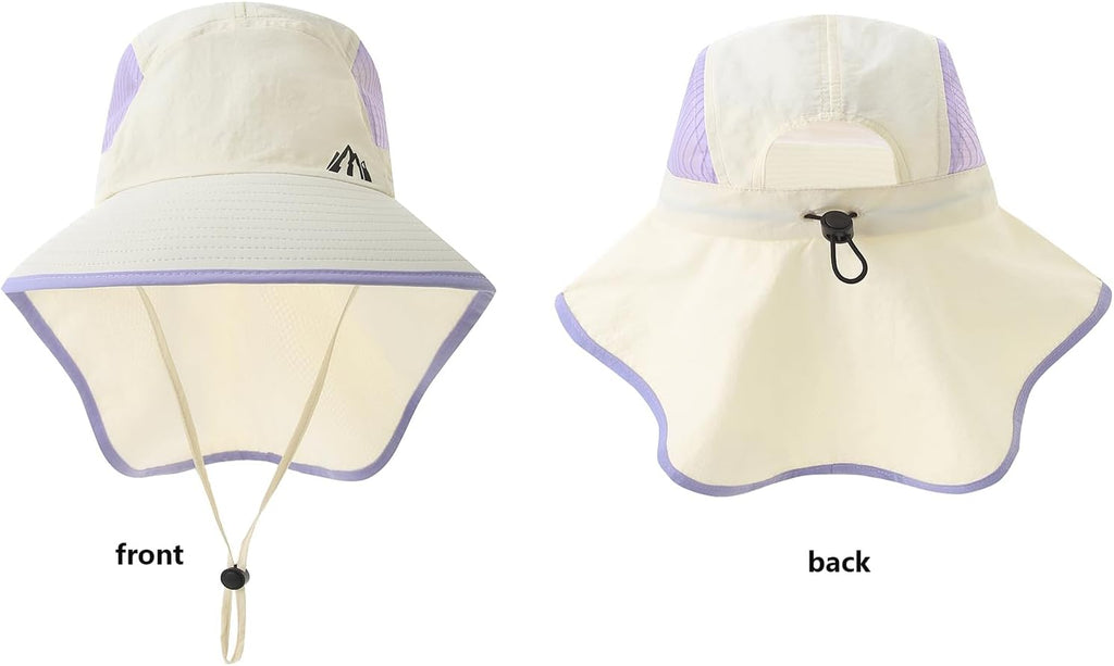 UV Sun Protection Hat Women Foldable Neck Flap Wide Brim Fishing Hat with Ponytail Hole for Women