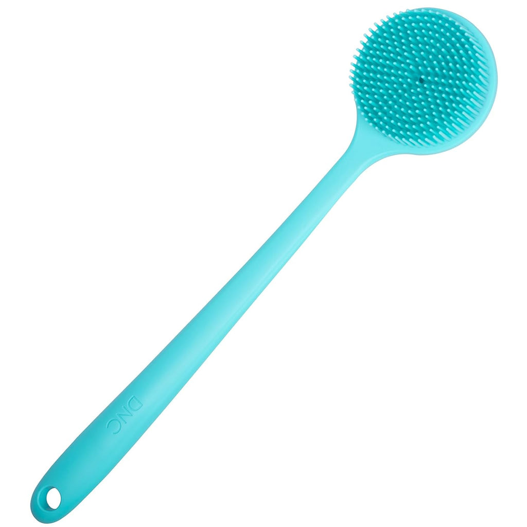 Silicone Back Scrubber for Shower Bath Body Brush with Long Handle (Gray)