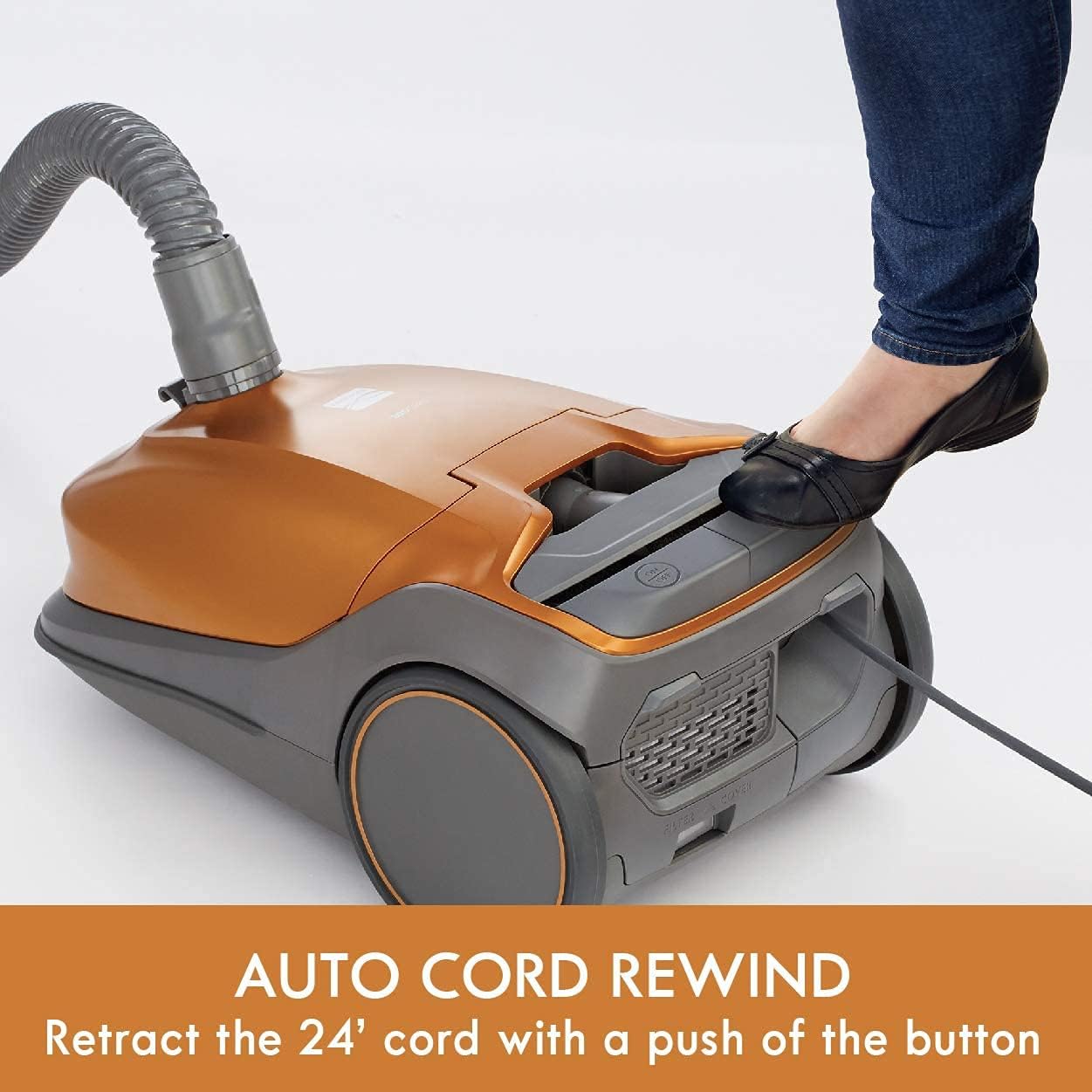 81214 200 Series Pet Friendly Lightweight Bagged Canister Vacuum with HEPA, 2 Motor System, and 3 Cleaning Tools-Orange