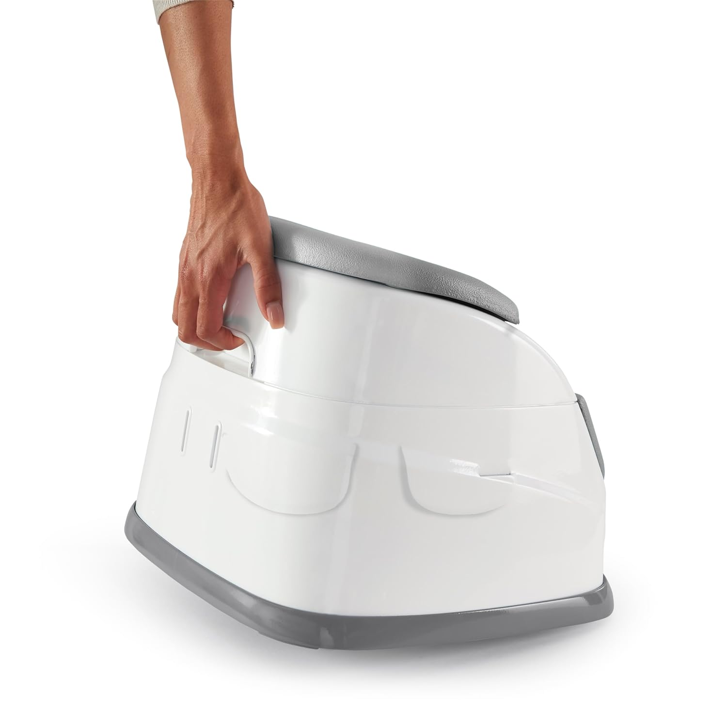 Baby Base 2-In-1 Booster Feeding and Floor Seat with Self-Storing Tray - Slate